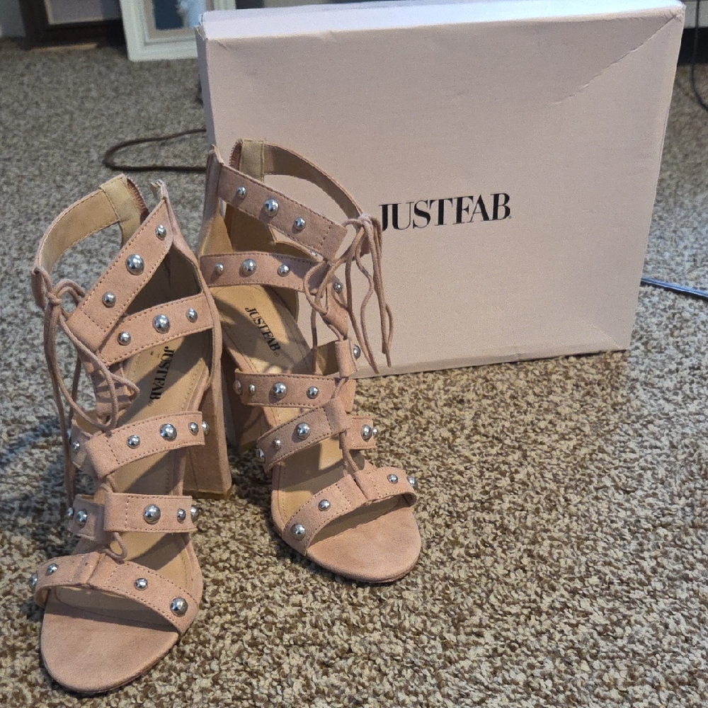 JustFab Blush Studded Heels